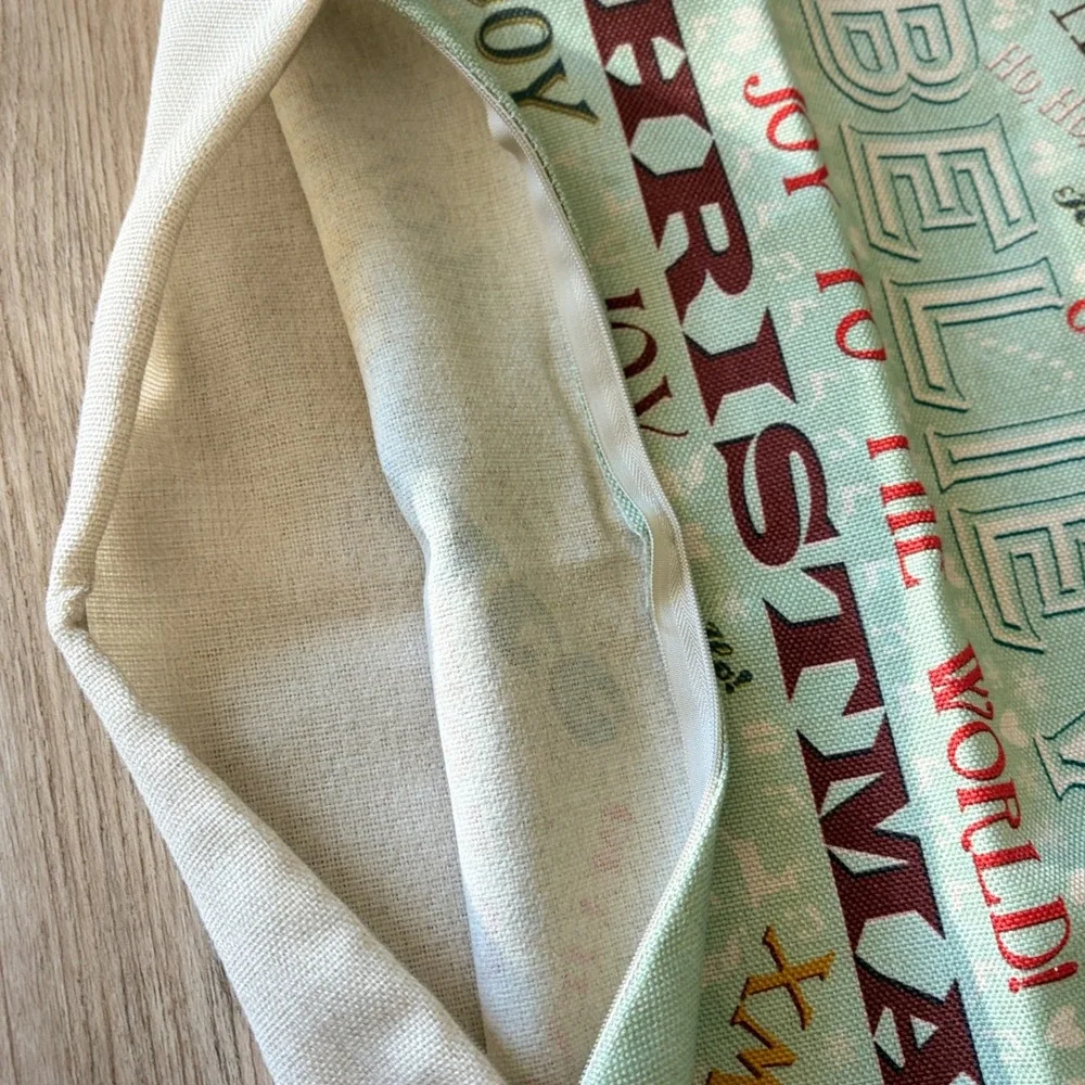 2 Vtg Merry Christmas Concept Words Pillow Cushion Cover Decorative 18x18 Cotton